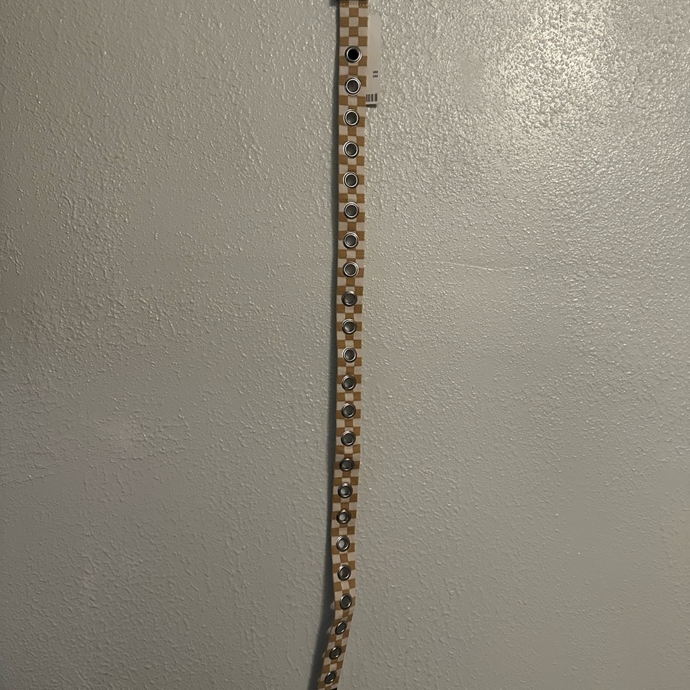 Urban Outfitters Beige Checkered Belt with Grommets